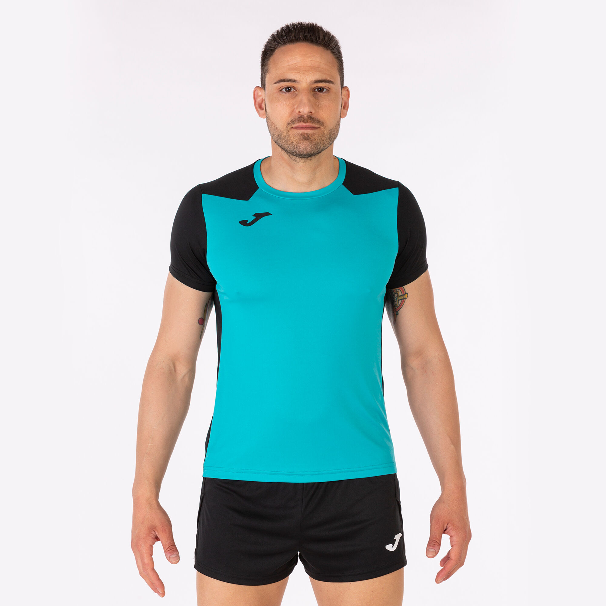 Shirt short sleeve man Record II turquoise black