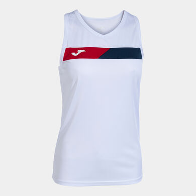 Camiseta sin mangas mujer Court blanco rojo