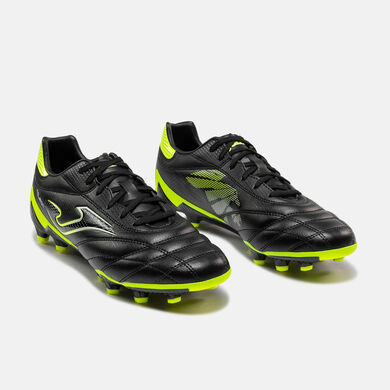 Ghete fotbal Toledo 26 teren ferm FG negru galben fosforescent