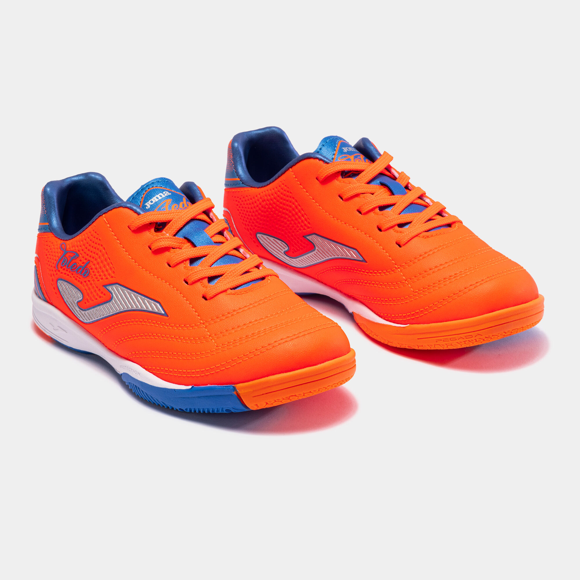 Chaussures futsal Toledo Jr 23 indoor junior orange bleu roi