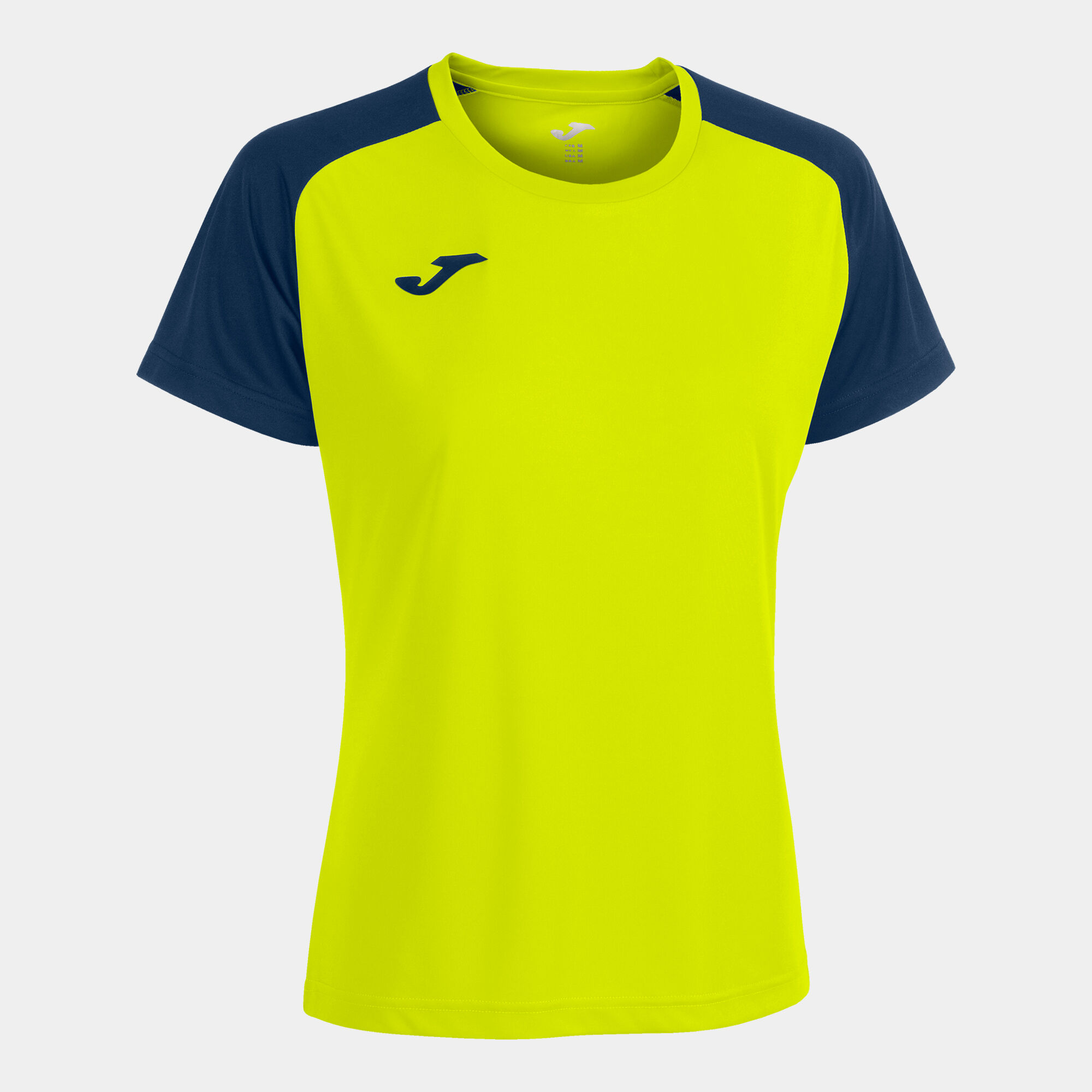T-shirt manga curta mulher Academy IV amarelo fluorescente azul marinho
