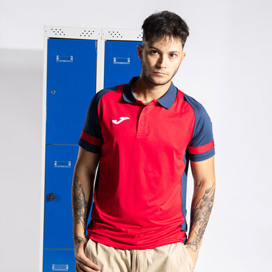 Polo manches courtes homme Lider rouge bleu marine