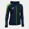 Casaco com capuz mulher Elite XI azul marinho verde fluorescente
