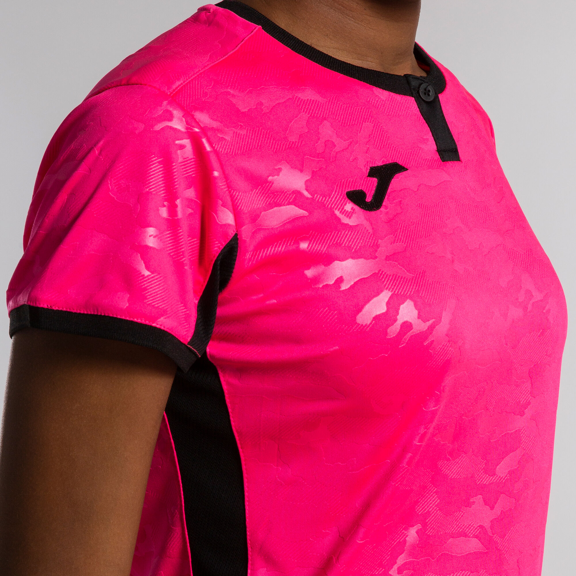 Maillot manches courtes femme Toletum II rose fluo noir