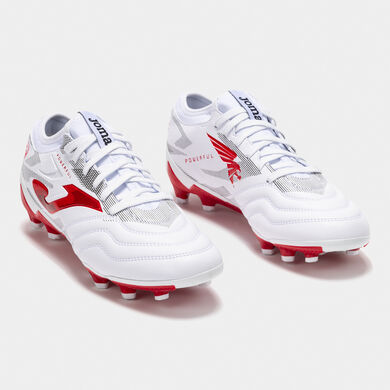 Botas fútbol Powerful 25 terreno firme FG blanco
