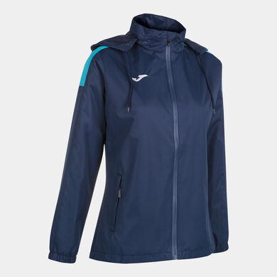 Antipioggia donna Trivor blu navy turchese fluorescente