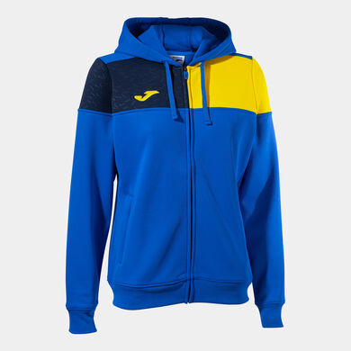 Hooded jacket woman Crew V royal blue yellow