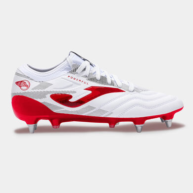 Botas fútbol Powerful 25 terreno blando SG blanco