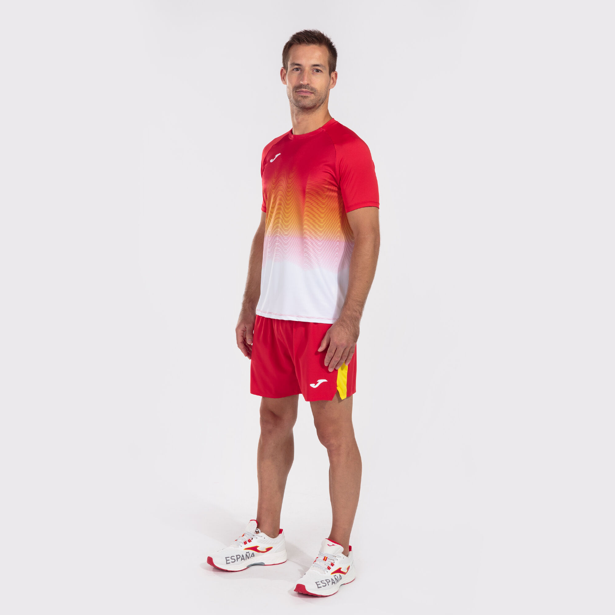 Shirt short sleeve man Elite VII red white yellow