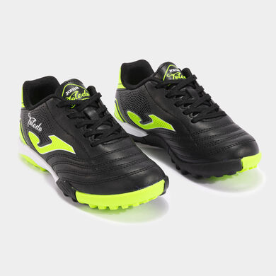 Botas fútbol Toledo Jr 24 moqueta - turf junior negro verde flúor