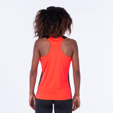 Camiseta tirantes mujer Record II coral flúor negro