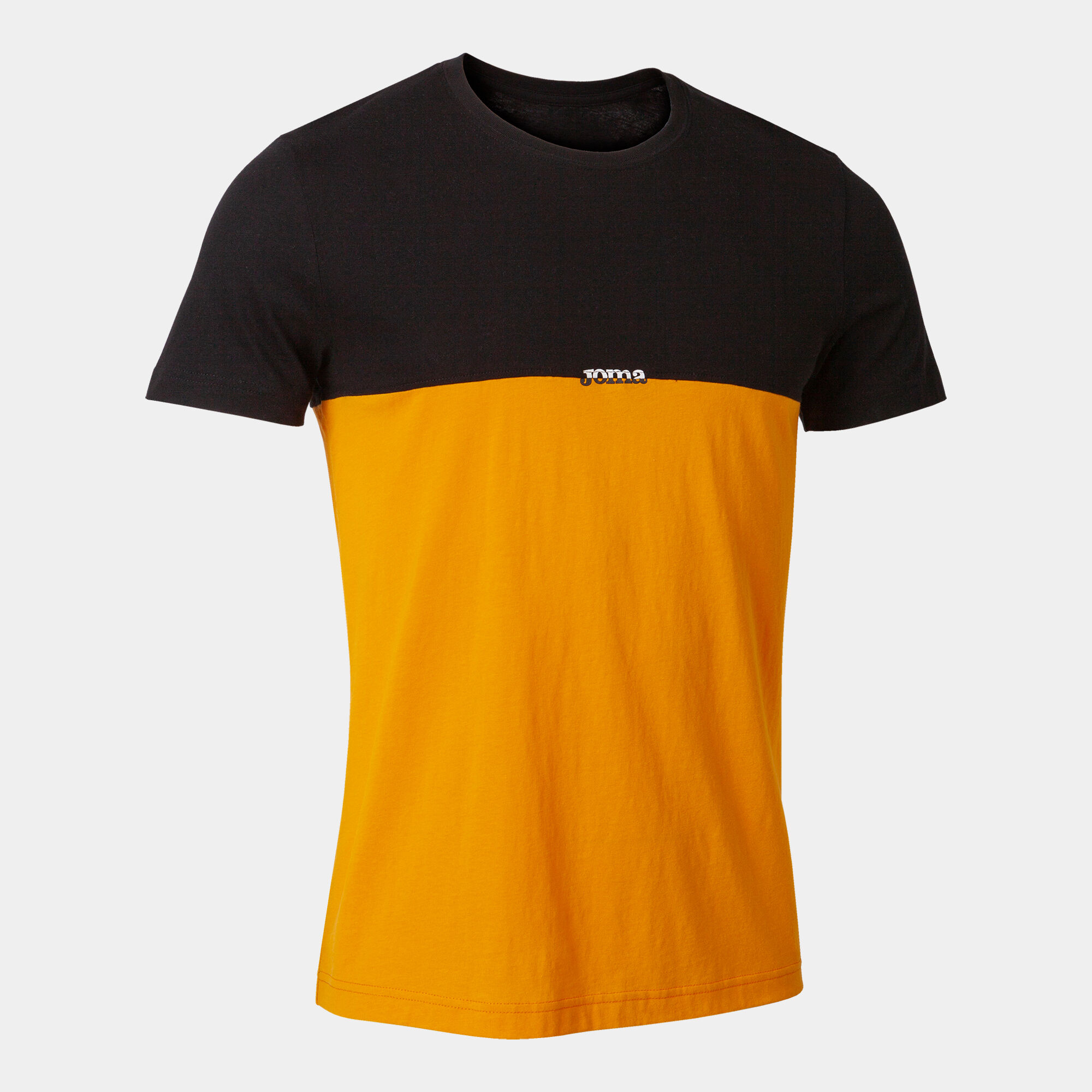 T-shirt manga curta homem California preto laranja