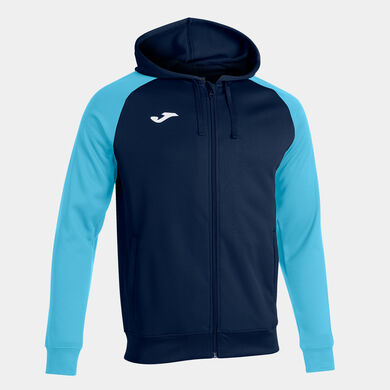 Hooded jacket man Academy IV navy blue fluorescent turquoise