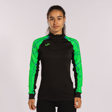 Sudadera mujer Elite IX negro verde flúor