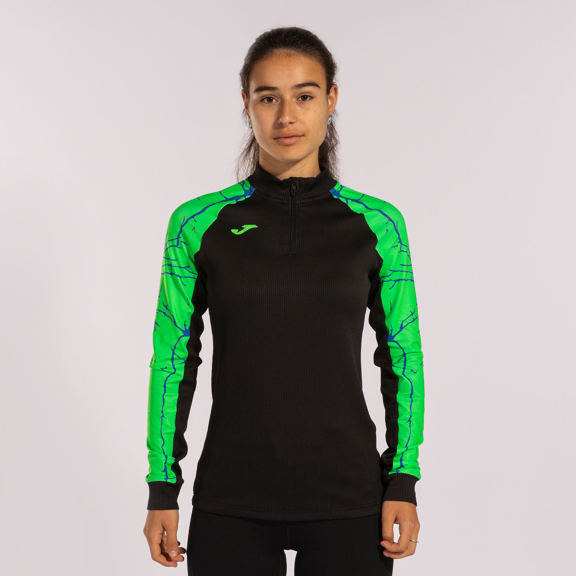 Sweat-shirt femme Elite IX noir vert fluo