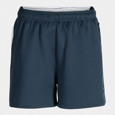 Short damen Futbol Retro Mundial marineblau wei&szlig;