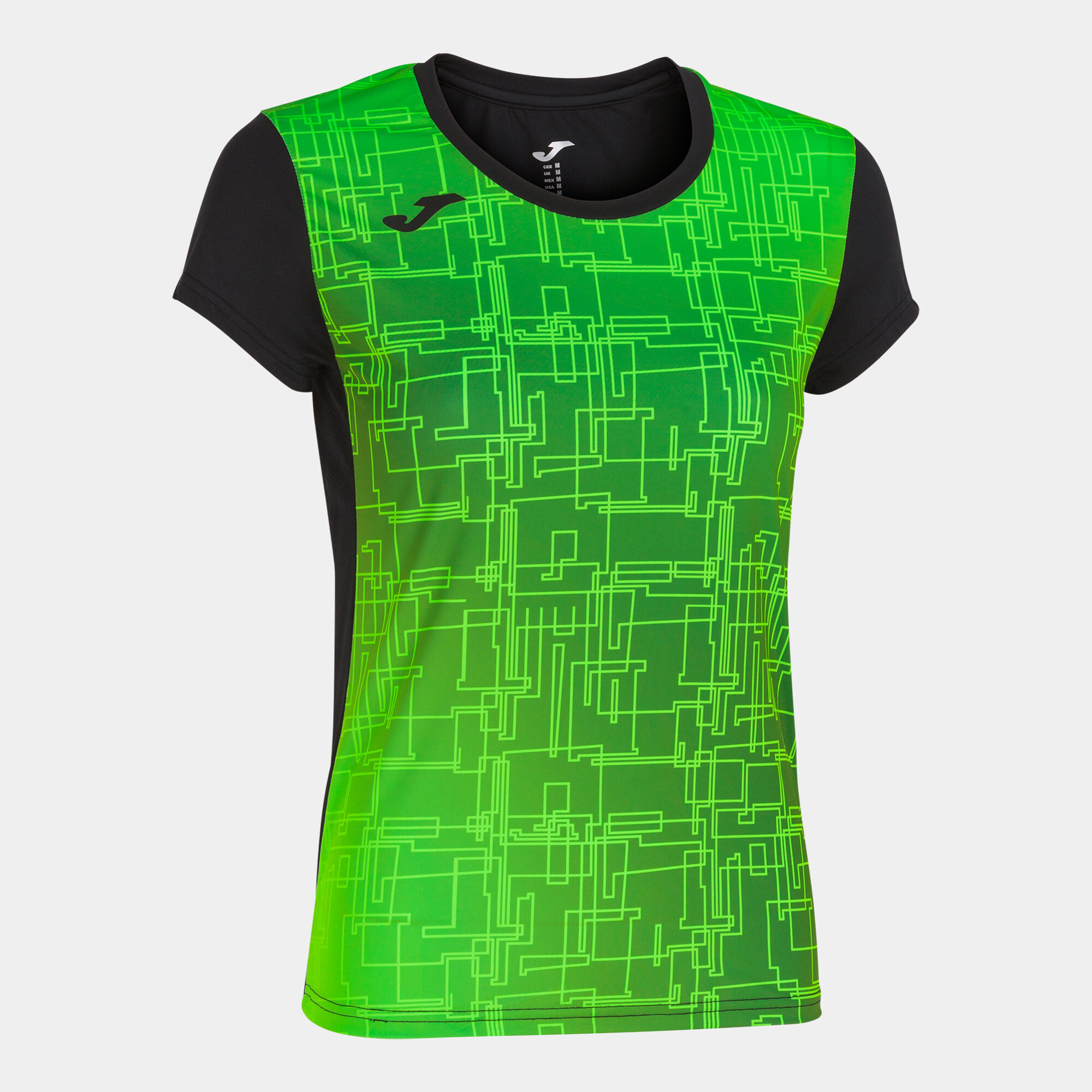 Koszulka z krótkim rękawem kobiety Elite VIII czarny fluorescencyjny zielony