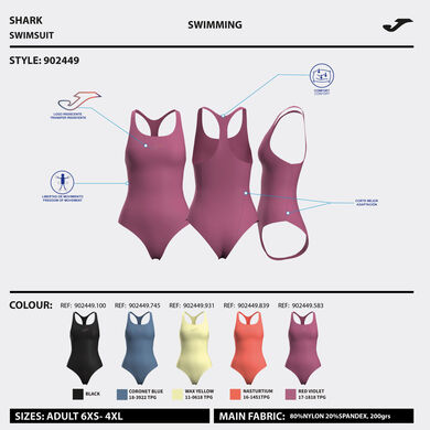 Costum de baie damă Shark portocaliu