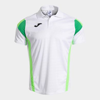 Polo shirt short-sleeve man Montreal white fluorescent green