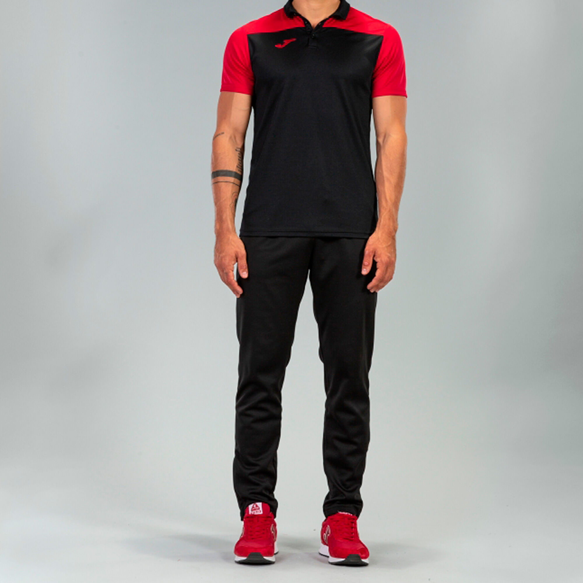 POLO MANCHES COURTES HOMME HOBBY II NOIR ROUGE