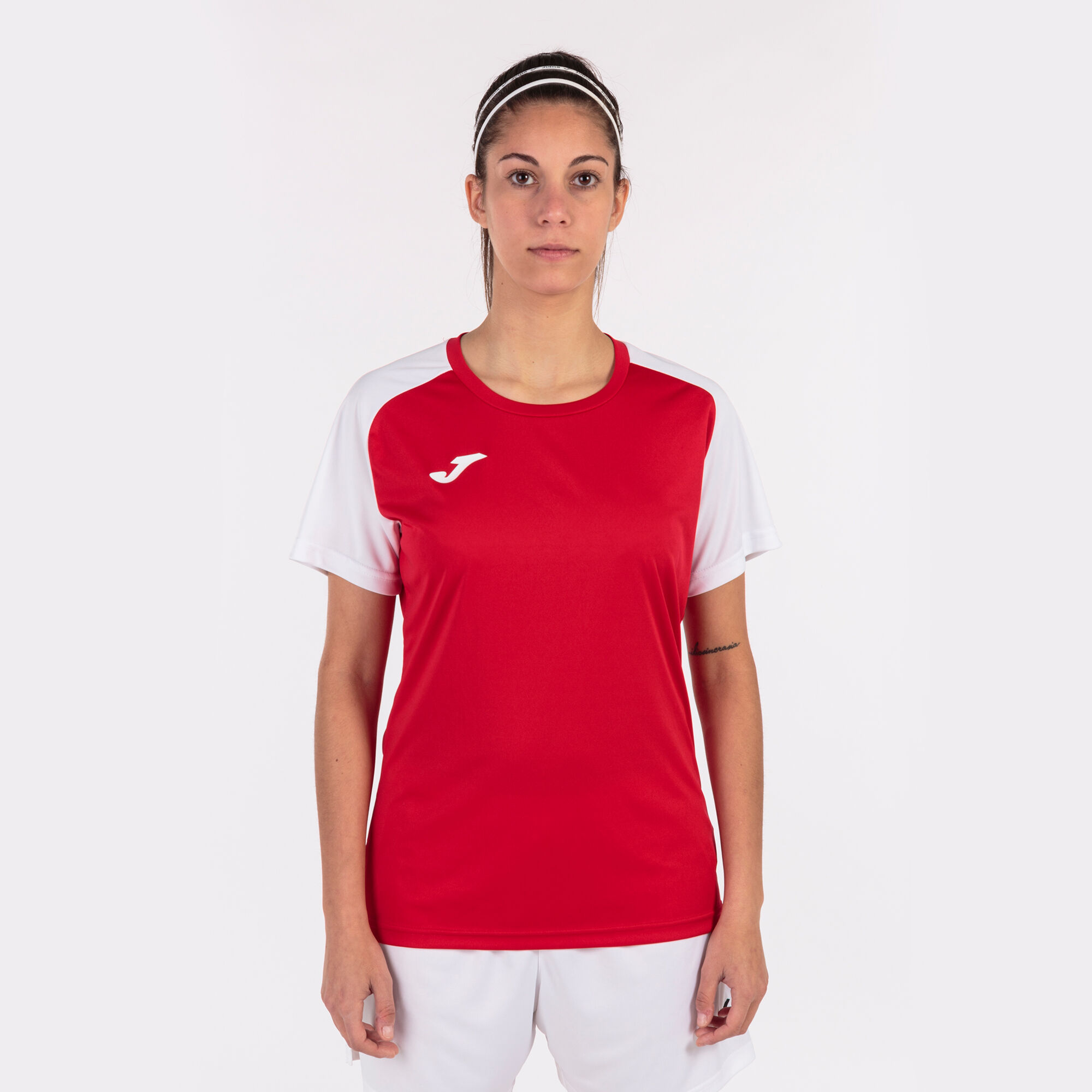 Maillot manches courtes femme Academy IV rouge blanc