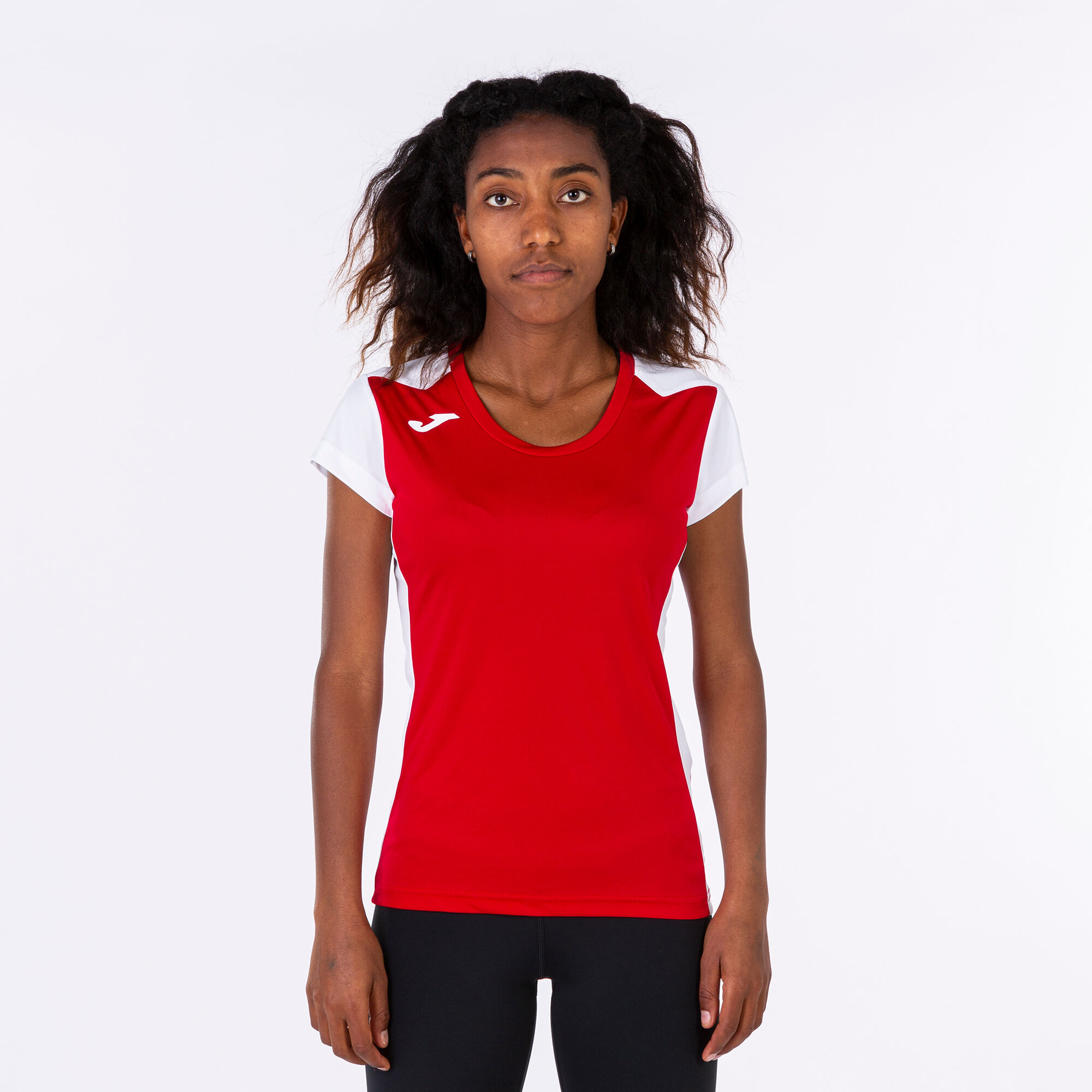 T-shirt manga curta mulher Record II vermelho branco