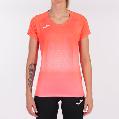 Shirt short sleeve woman Elite VII fluorescent coral white
