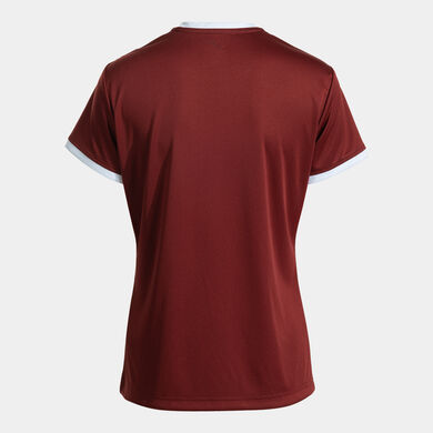 Shirt short sleeve woman COMBI PREMIUM burgundy white