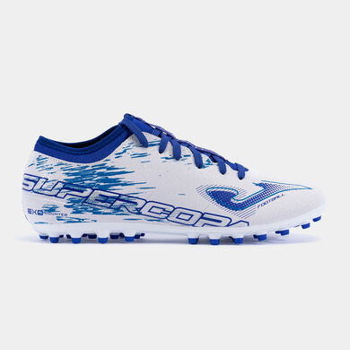 Botas fútbol Supercopa 23 césped artificial AG blanco royal