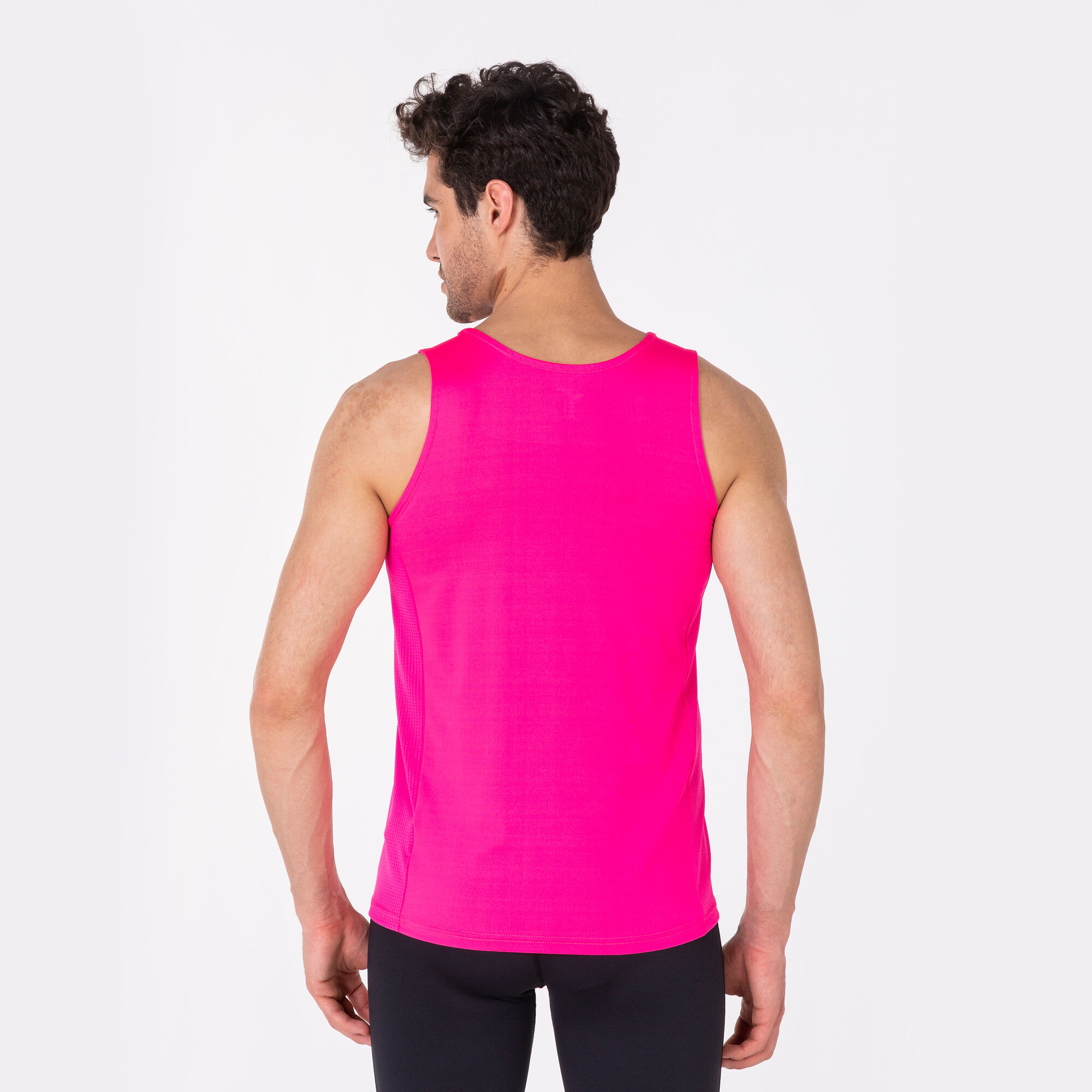 Sleeveless t shirt man Olimpia fluorescent pink black
