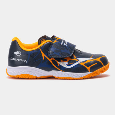 Zapatillas fútbol sala Super Copa Jr 25 indoor junior marino naranja flúor