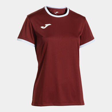 Shirt short sleeve woman COMBI PREMIUM burgundy white