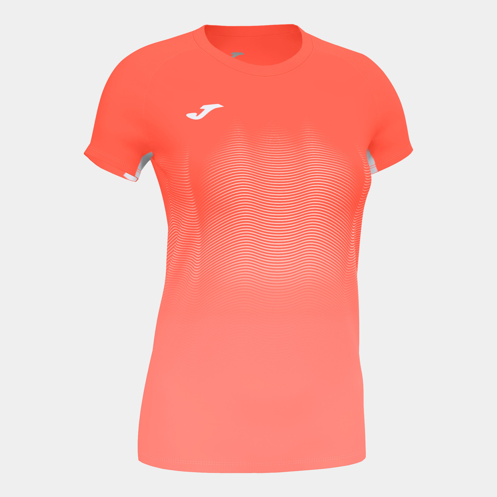 Koszulka z krótkim rękawem kobiety Elite VII fluorescencyjny koralowy bialy