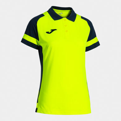 Polo shirt short-sleeve woman Lider fluorescent yellow navy blue