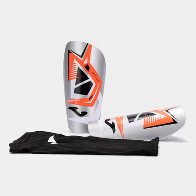 Protège-tibias J-Pro argent corail fluo