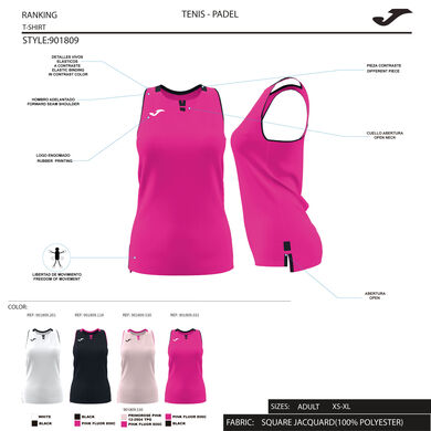 Débardeur sans manches femme Ranking noir rose fluo