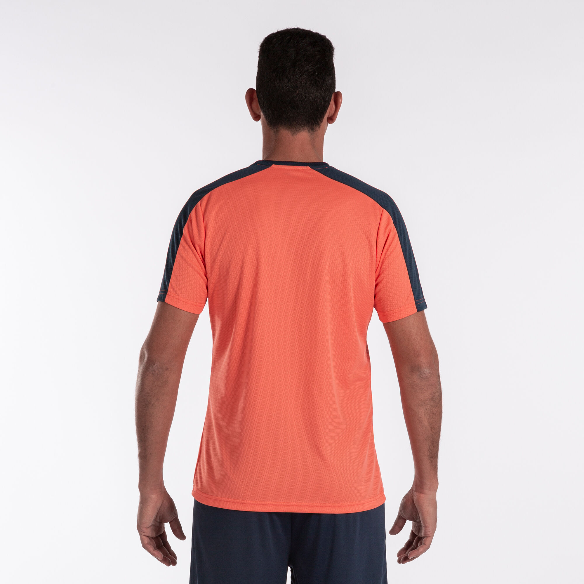 T-shirt manga curta homem Eco Championship laranja fluorescente azul marinho