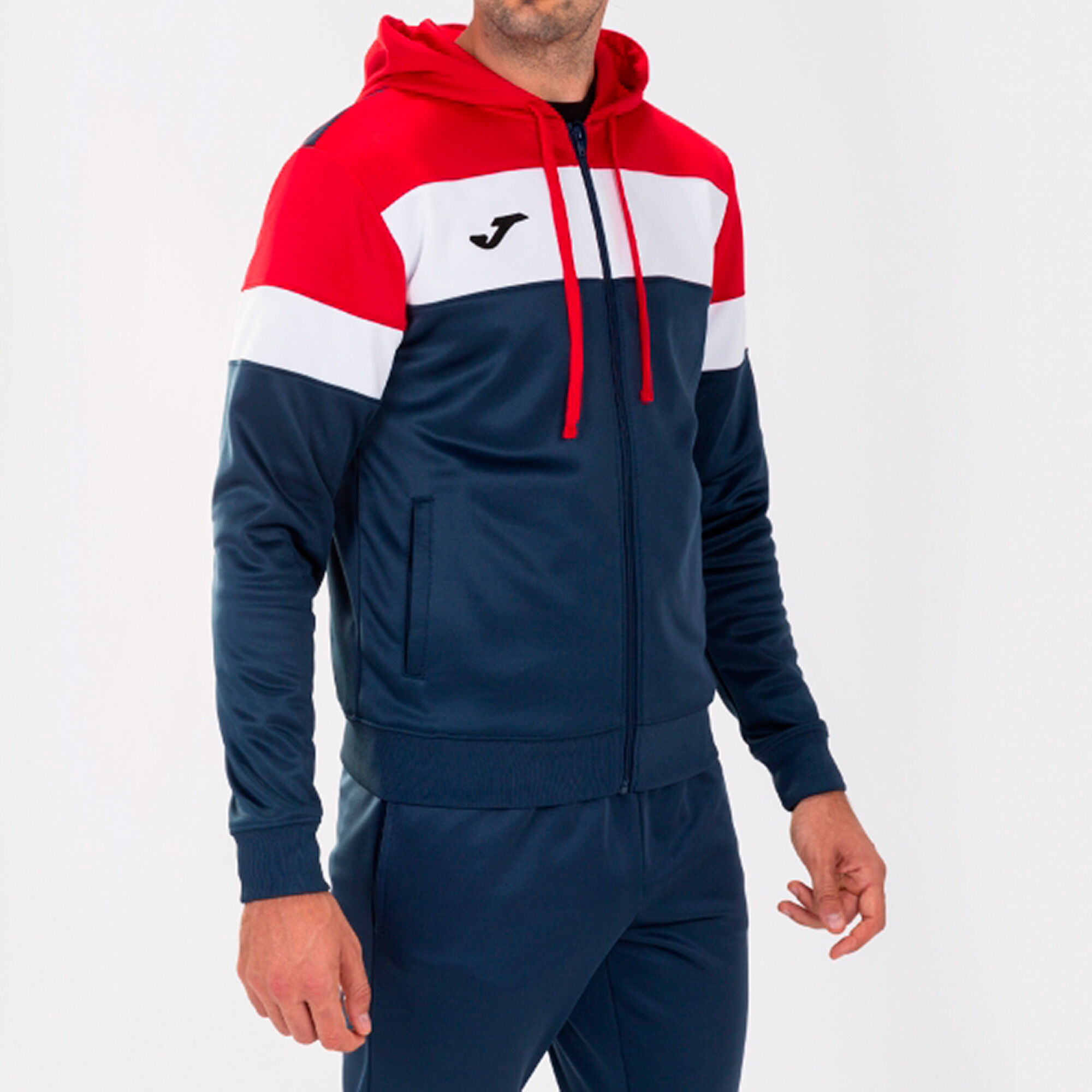 Giacca con cappuccio uomo Crew IV blu navy rosso