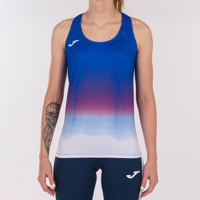 Tricou cu bretele damă Elite VII albastru regal alb roșu