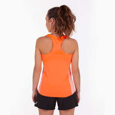Tricou cu bretele damă Elite VII coral fosforescent alb