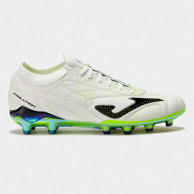 Botas fútbol Evolution Top 25 césped artificial AG blanco verde flúor