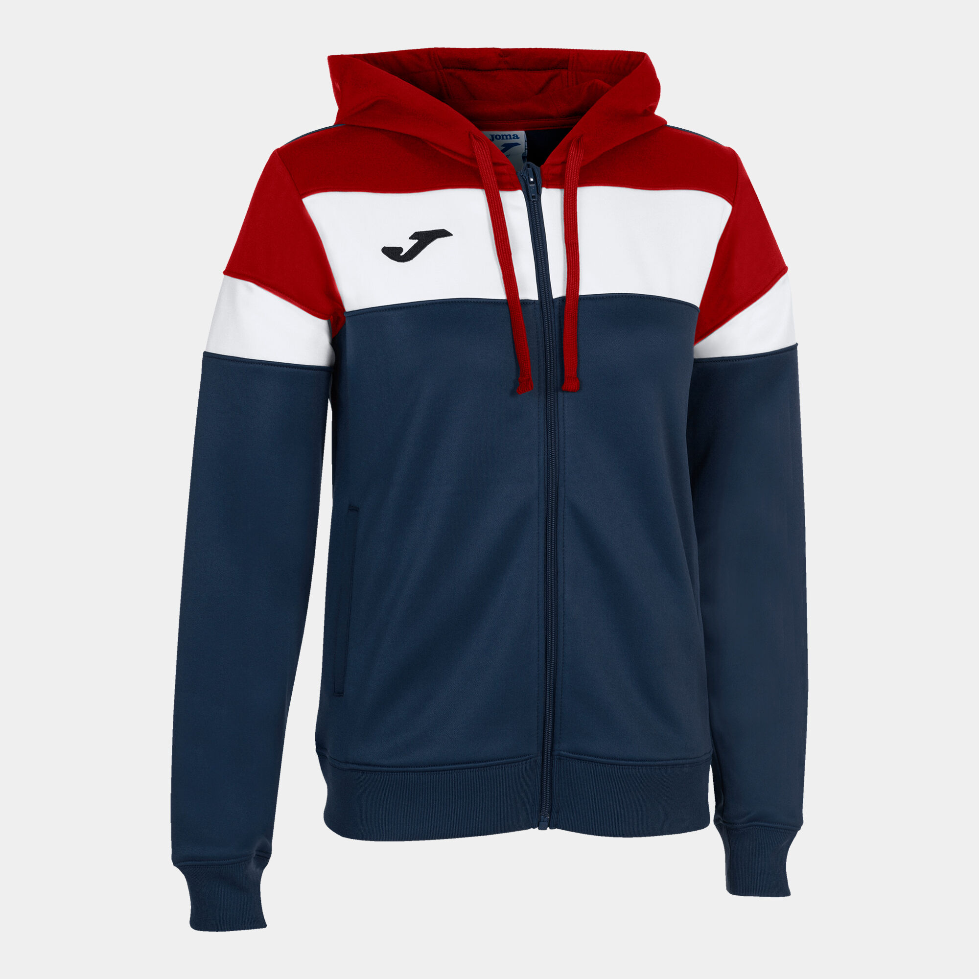 HOODED JACKET WOMAN CREW IV NAVY BLUE RED WHITE