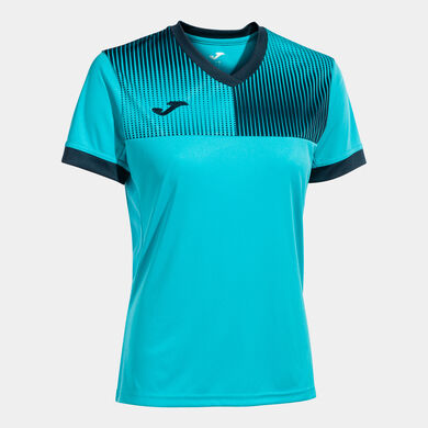 Maglia a manica corta donna Eco Supernova turchese fluorescente blu navy
