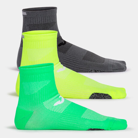 Calcetines unisex Running Night verde flúor gris