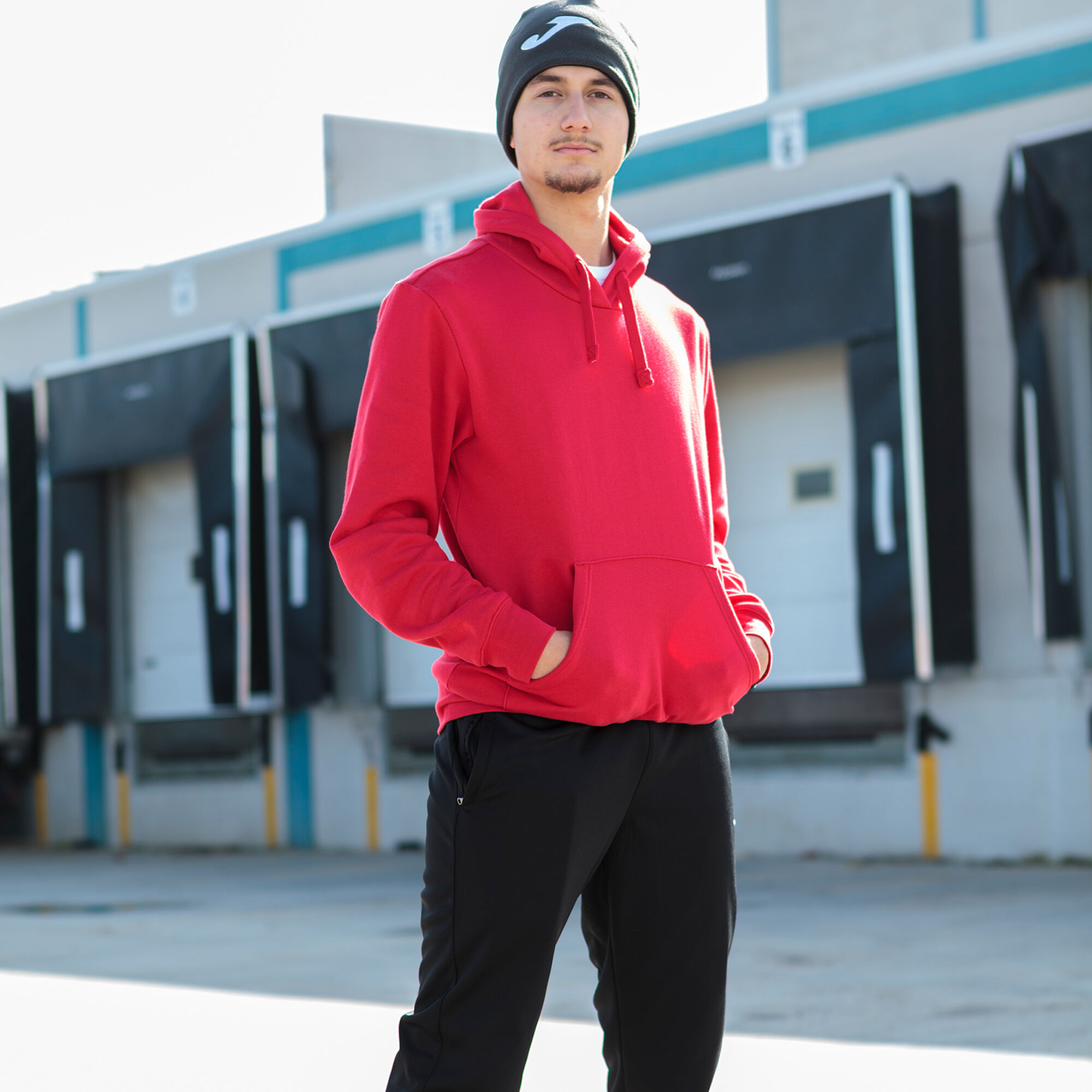 Hooded sweater man Montana red