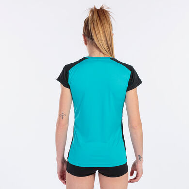 Tricou cu mânecă scurtă damă Record II turcoaz negru