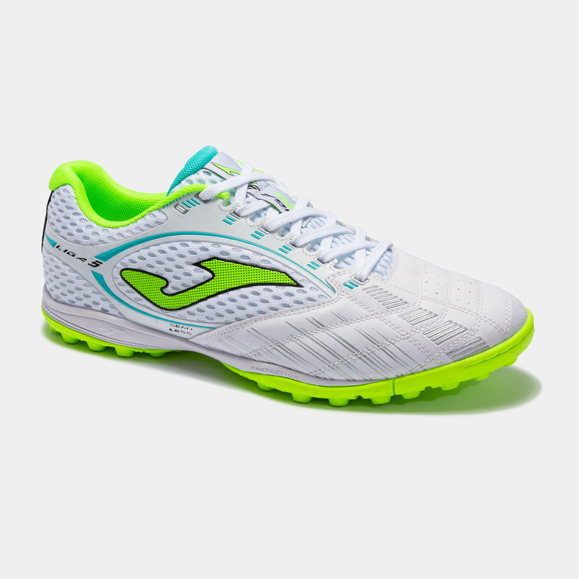 Scarpe calcio Liga 5 22 turf bianco giallo fluorescente JOMA
