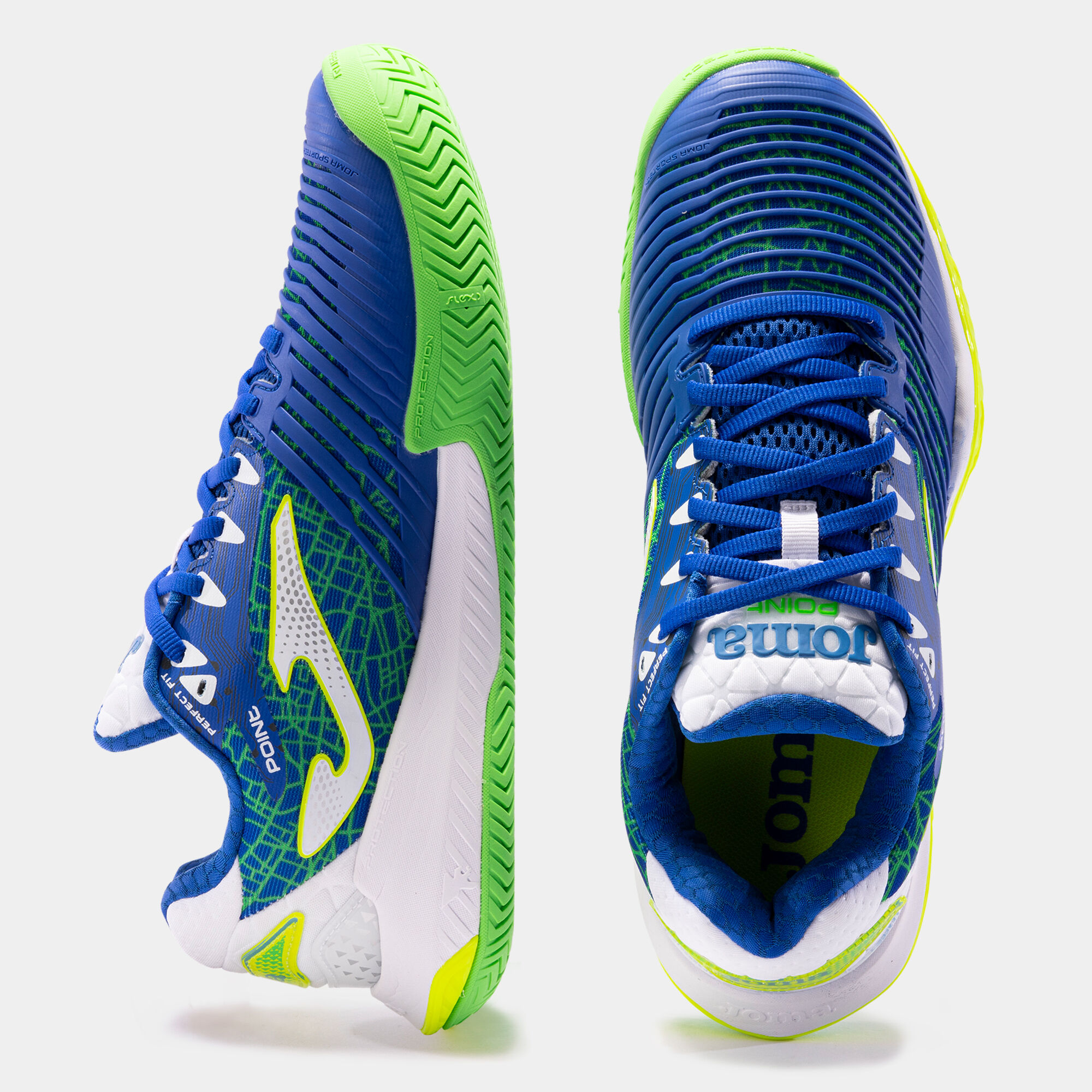 Shoes Point 22 hard court unisex royal blue fluorescent yellow