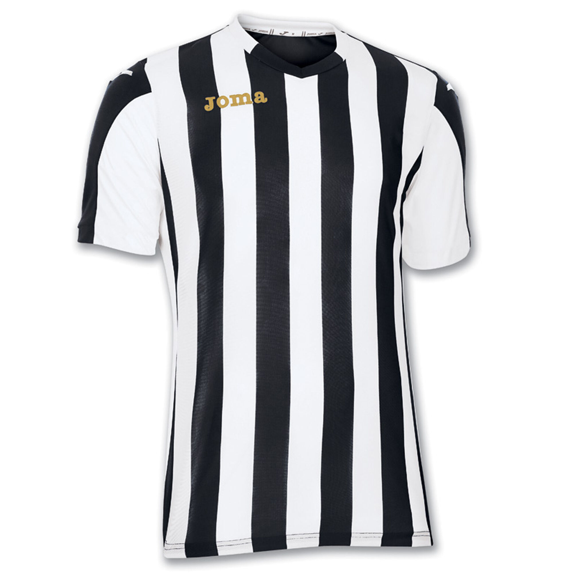 Camiseta blanca y top negra a rayas fútbol