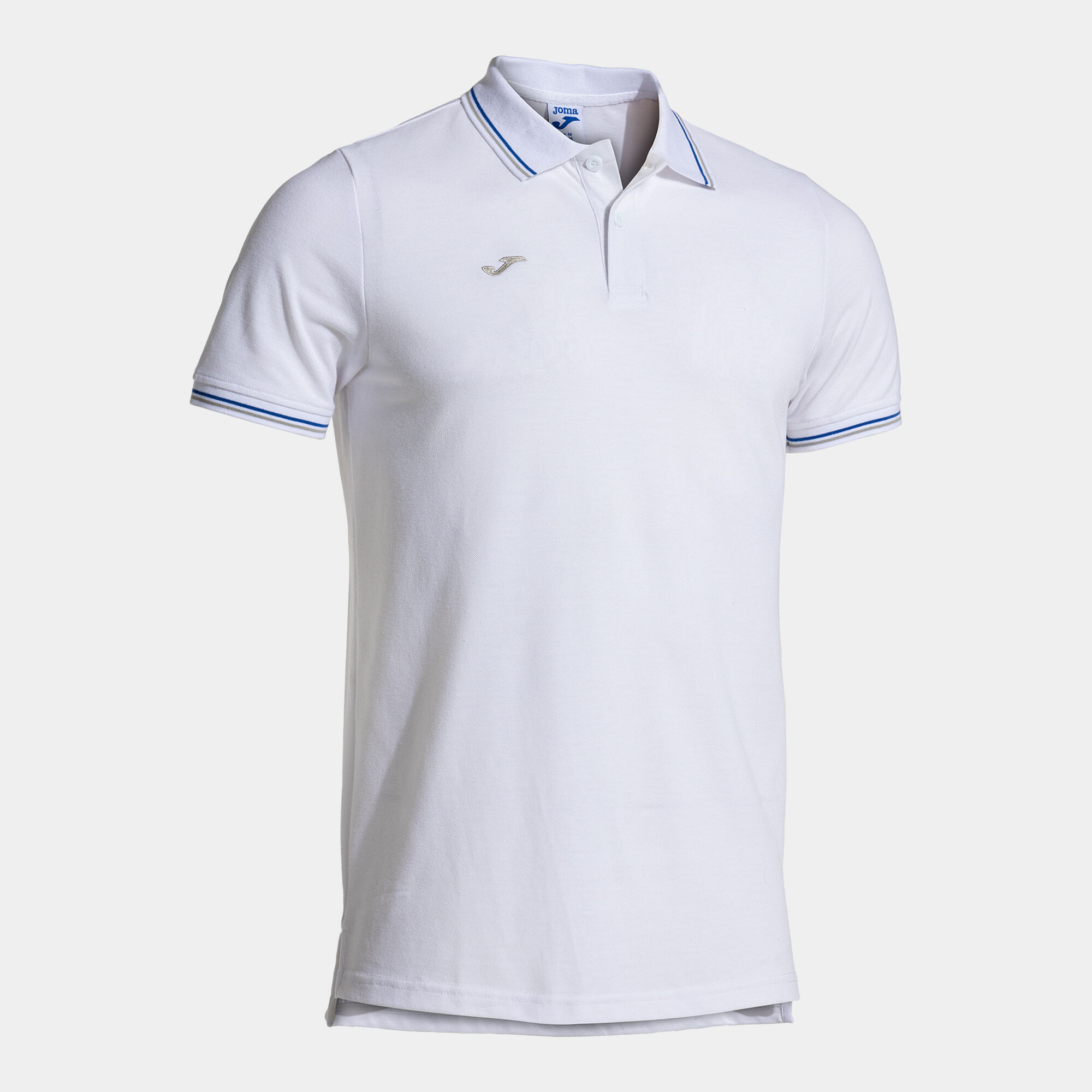 Polo shirt short-sleeve man Confort Classic white royal blue